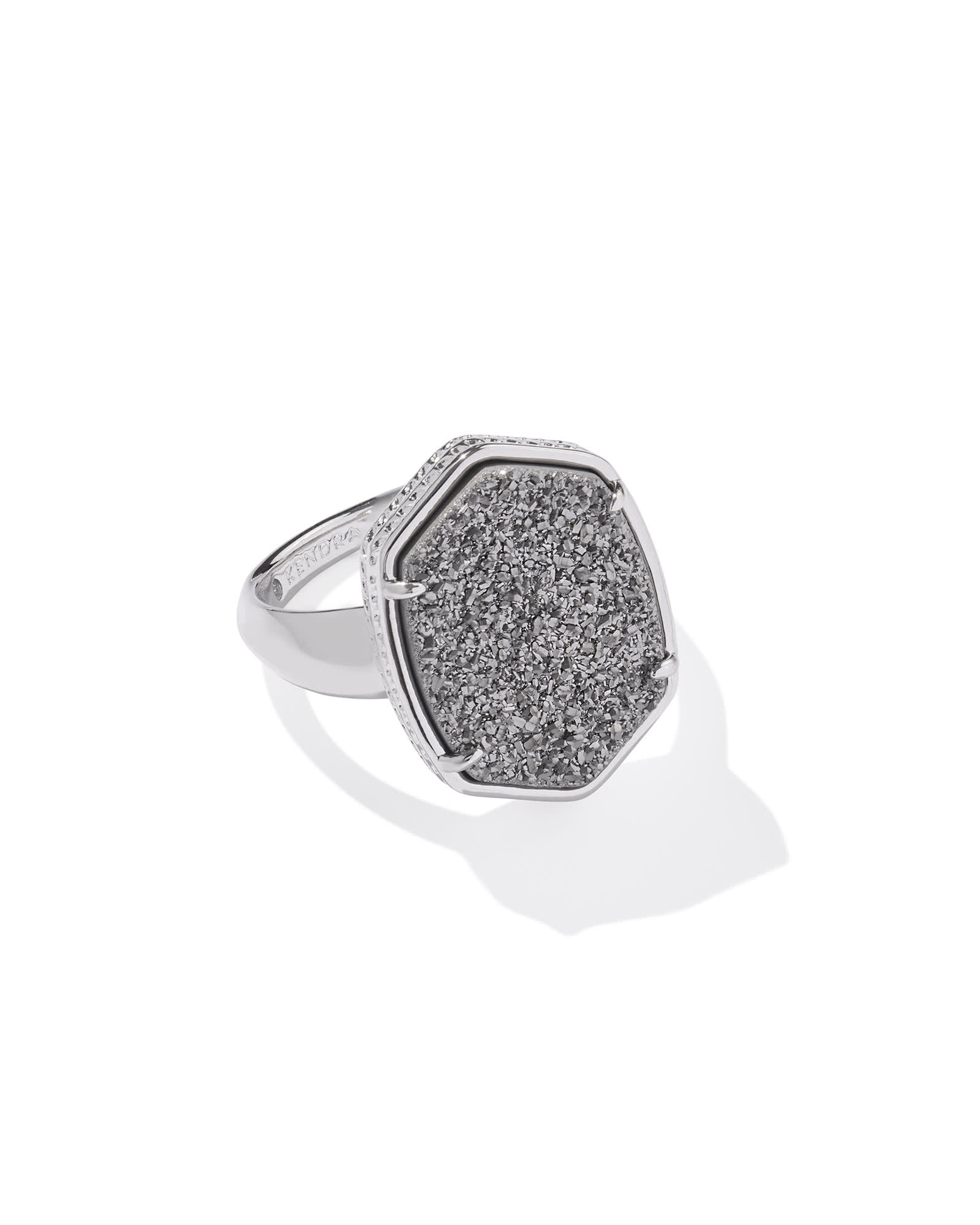 Kendra Scott Daphne Silver Statement Ring in Platinum Drusy | Drusy/Metal Rhodium | Size 9